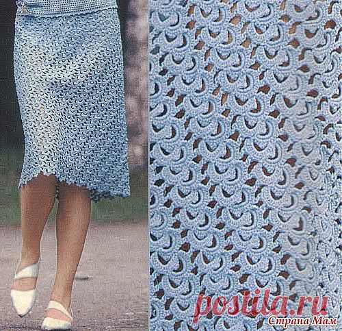Юбка, вязаная ленточным кружевом.
