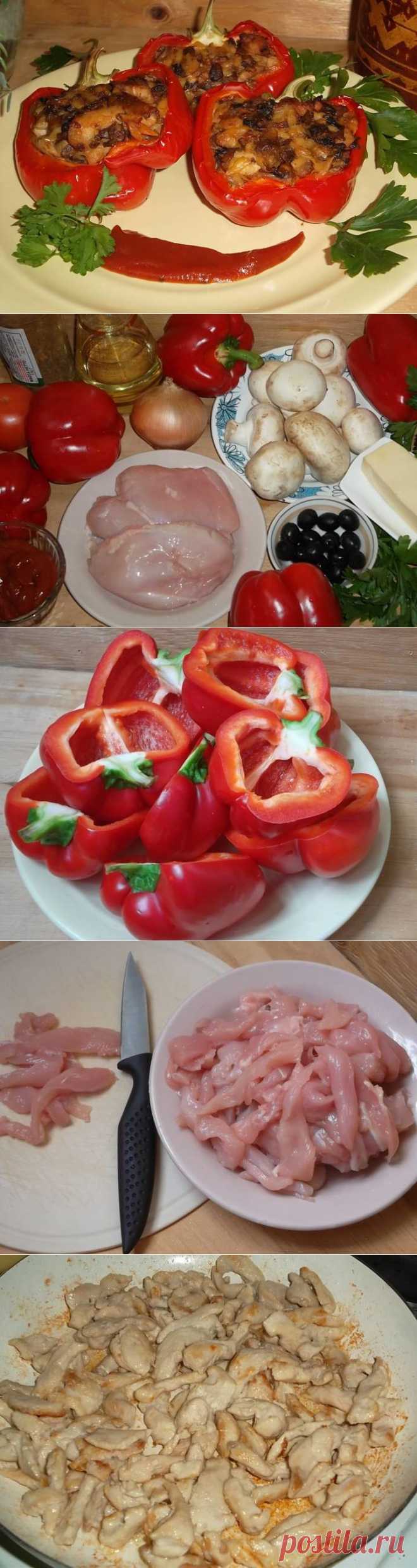 Перцы,фаршированные курицей и грибами.Пошаговый рецепт - Простые рецепты Овкусе.ру