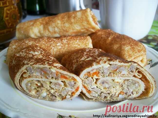 Блины фаршированные мясом