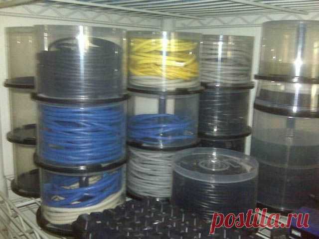 Используйте старые кейсы от CD, чтобы хранить и организовать кабели