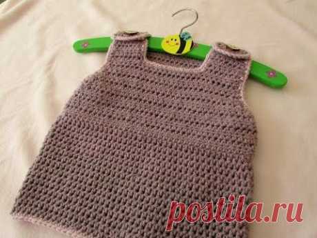 VERY EASY simple crochet pinafore dress tutorial - baby and child sizes