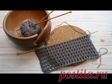 Легкая сетка на резинке спицами Rib Mesh Stitch knitting pattern