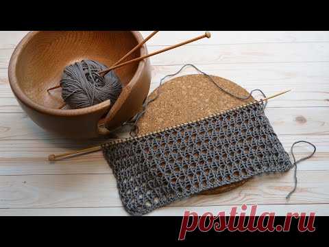 Легкая сетка на резинке спицами Rib Mesh Stitch knitting pattern