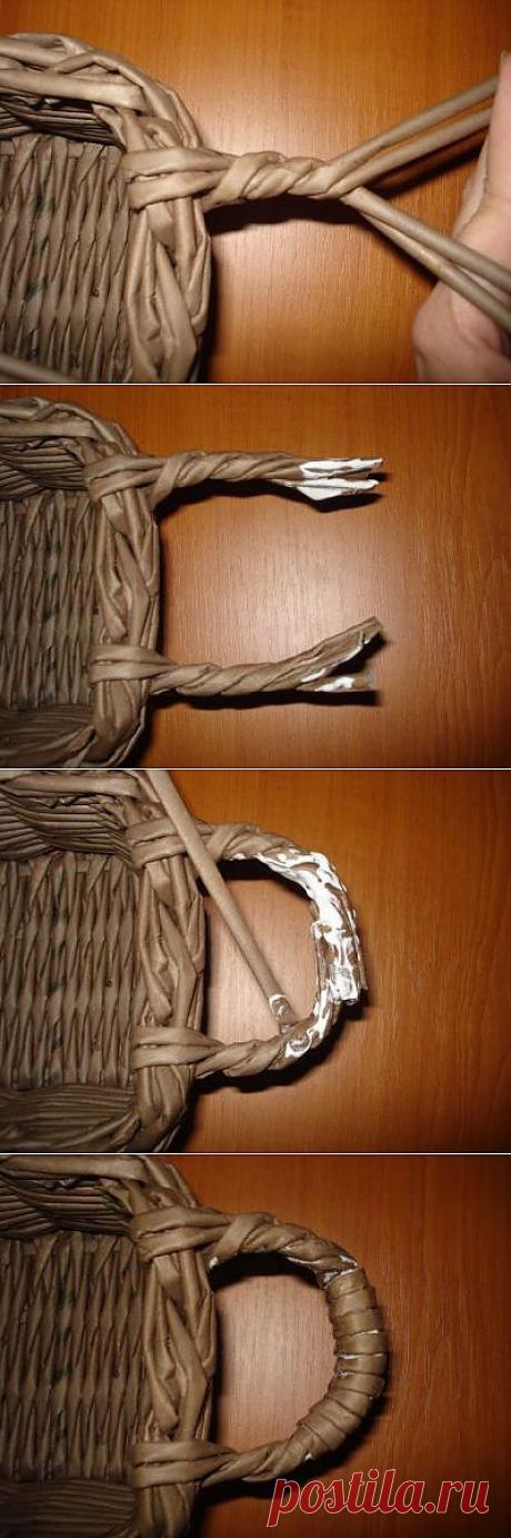 Плетение ручки для корзины (второй вариант)