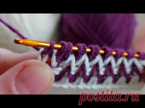 Tunus işi çok kolay örgü battaniye modeli tunisian crochet easy knitting model