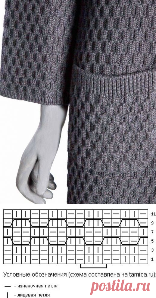 Узор для пальто спицами.