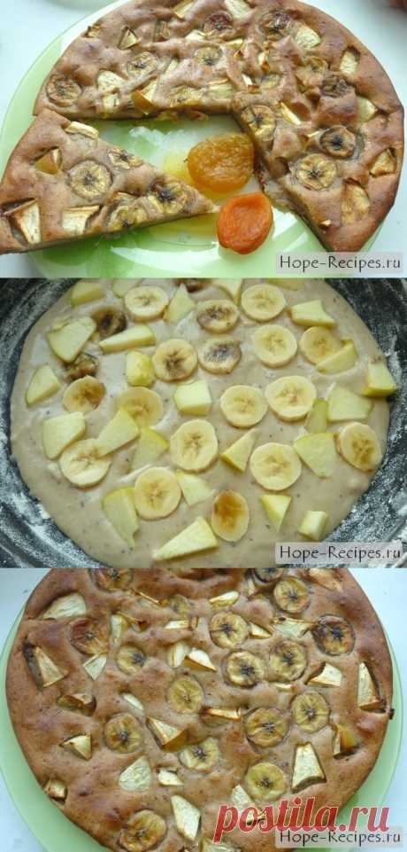 Быстрый пирог с бананами (рецепт без яиц и молока)