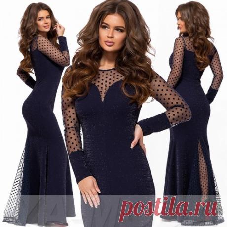 Длинное платье с фатиновыми вставками