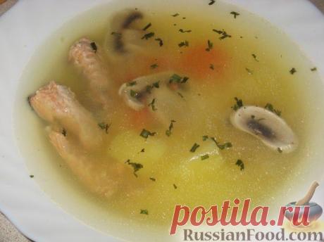 Рецепт: Уха из горбуши с грибами
