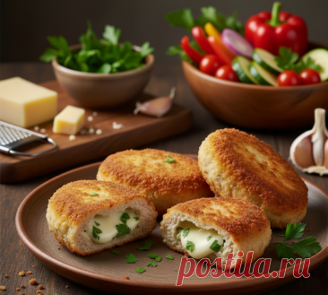 Котлеты с начинкой из сыра и зелени