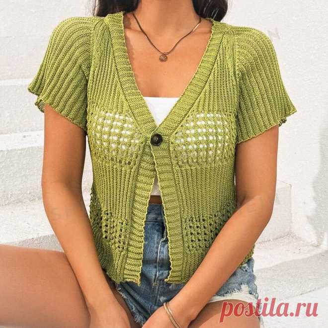 Кофта с застёжкой и короткими рукавами (схема узора)