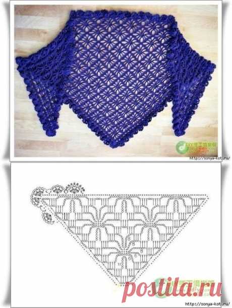 Много схем для вязания шалей крючком. Пригодится!