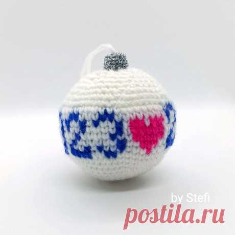 PDF Ёлочный шарик крючком. FREE crochet pattern; Аmigurumi toy patterns. Амигуруми схемы и описания на русском. Вязаные игрушки и поделки своими руками #amimore - елочные украшения, игрушки на ёлку ёлочные шары, Новый год.