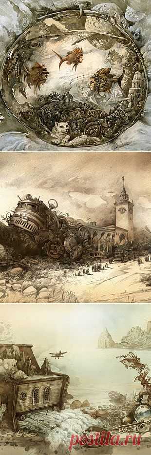 Акварельный сюрреализм в картинах художника Юрия Лаптева