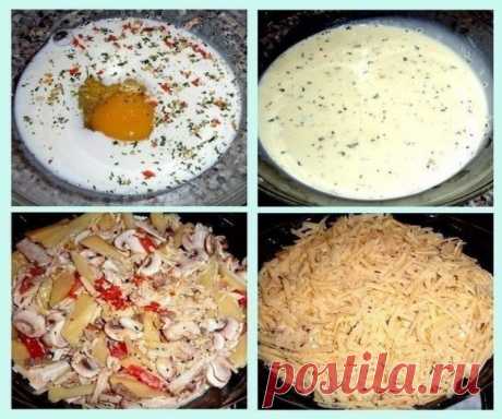 Картофельная запеканка с грибами и курицей: лучше ужина не придумать