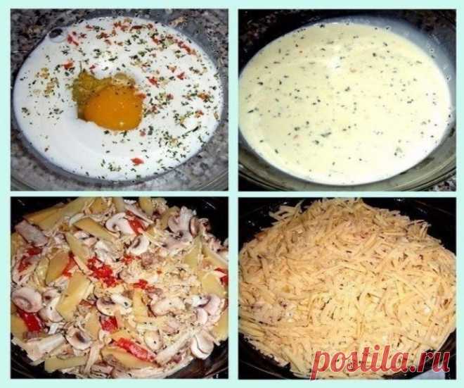 Картофельная запеканка с грибами и курицей: лучше ужина не придумать