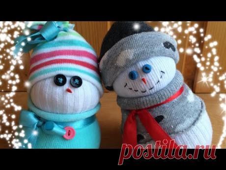 Новогодний Снеговик из носков, своими руками, очень просто