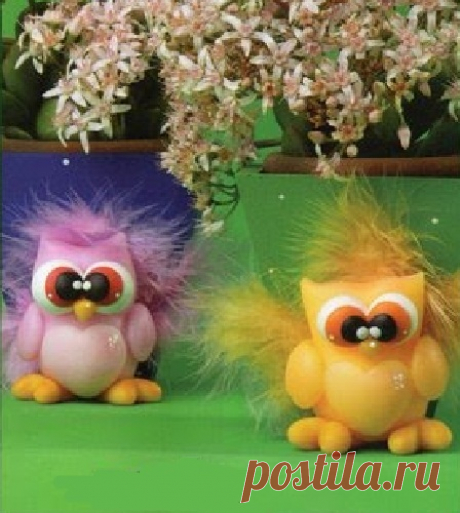 Совушки из полимерной глины