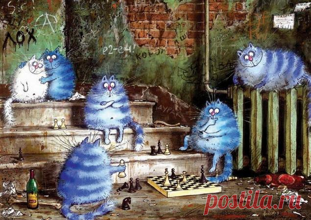 Прекрасные синие коты минской художницы Рины З. – Ярмарка Мастеров