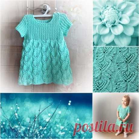 Красивейшее платье "Бирюзовый сон" для девочки на 1-2 года - вяжем своими руками
