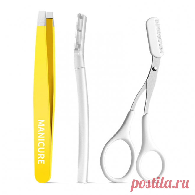 Набор для коррекции бровей за 599₽ - только посмотри! Набор для бровей - комплект из пинцета для бровей, ножниц с расчёской и бритвы для бровей и лица. Беспроцентная рассрочка, бесплатная доставка, скидки до 25%