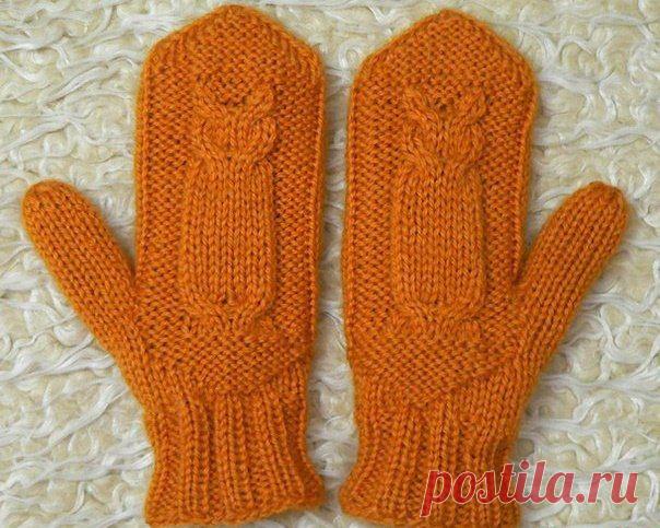 Двойные рукавички с совушками (Вязание спицами) – Журнал Вдохновение Рукодельницы