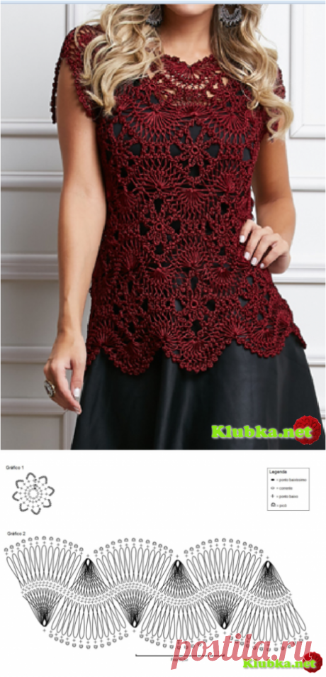 Marsala - Blusa Crochê de Grampo » Клубка.Нет - Все о вязании крючком