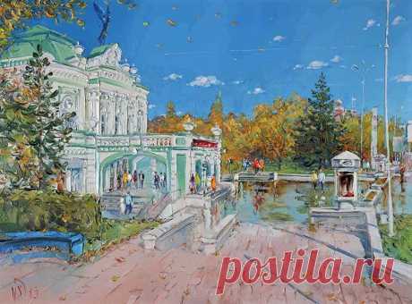 Утонченность городского пейзажа. Художник Демиденко Сергей Владимирович (Россия, Омск. 1970)