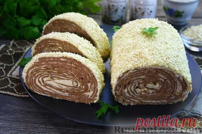 Праздник в каждом ломтике: рулет из печёночных блинчиков