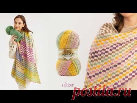 Мозаичный платок с Alize Angora Gold Batik