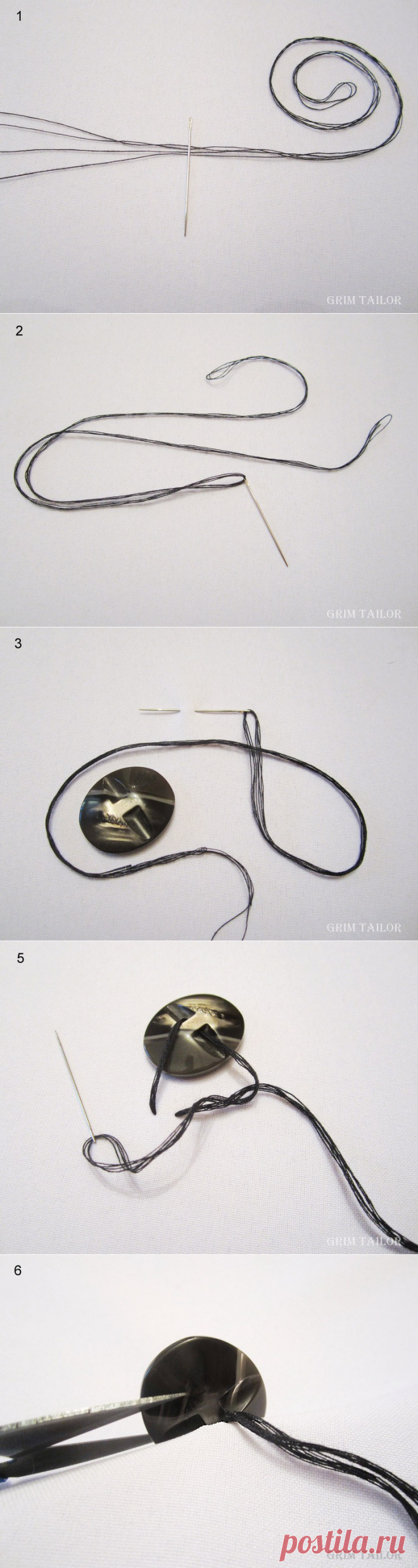 Как пришить пуговицу в один прокол