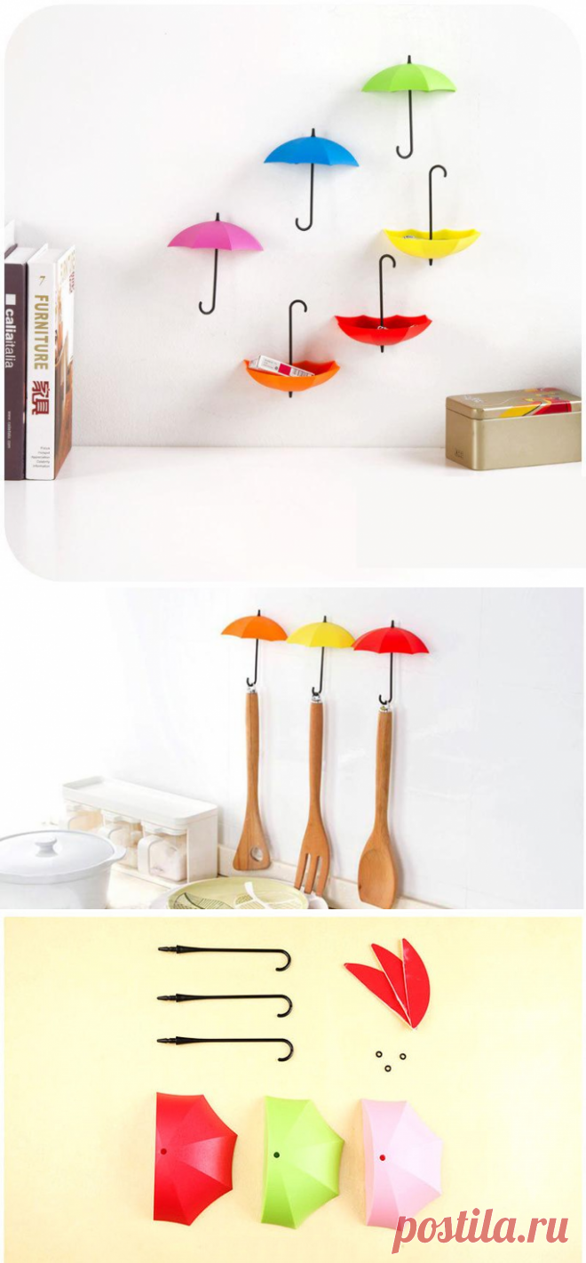 3 шт./лот Творческий Зонтик Держатель для Ключей В Форме Вешалки Настенные Полки Стойки Организатор Дом Хранение Аксессуары Для Кухни купить на AliExpress