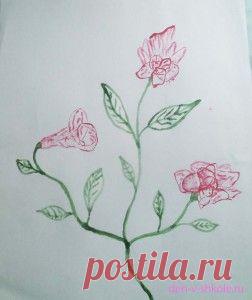 Рисуем цветы с помощью нити | День в школе