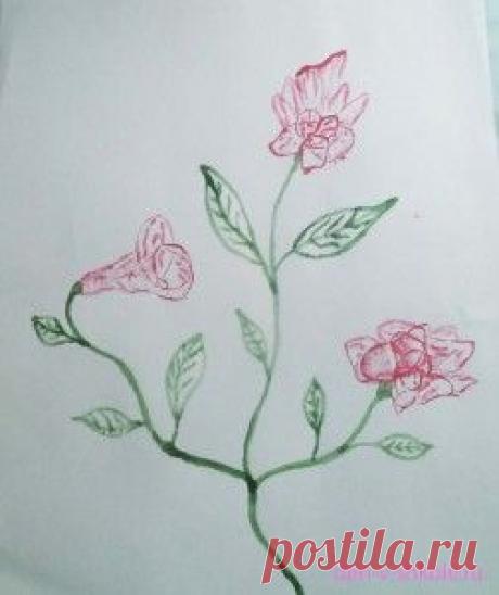 Рисуем цветы с помощью нити | День в школе