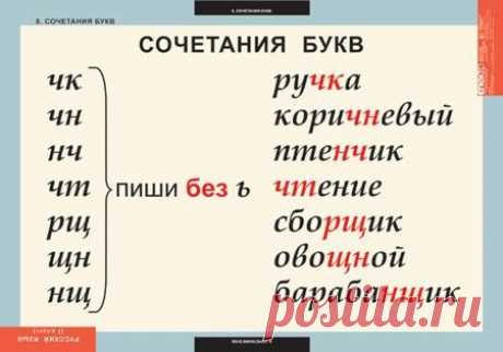 Умные совята - Русский язык правила в таблицах
