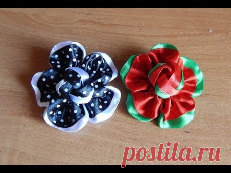 Цветы из ткани.Как сделать цветок на резинку.DIY.Flowers.