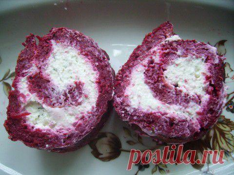 Оригинальная закуска: свекольный рулет с творогом | Домашняя кулинария