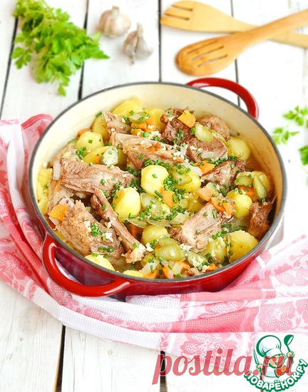 Домашнее жаркое с ребрышками и картофелем Кулинарный рецепт
