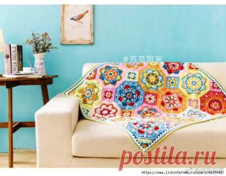 Плед изумительной красоты с разноцветными мотивами — DIYIdeas