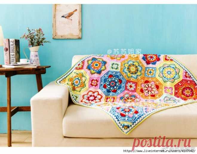 Плед изумительной красоты с разноцветными мотивами — DIYIdeas