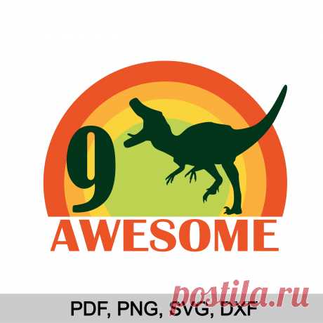 Dinosaur Birthday party Awesome 9 DIY Dinosaur shirt Dinosaur | Etsy