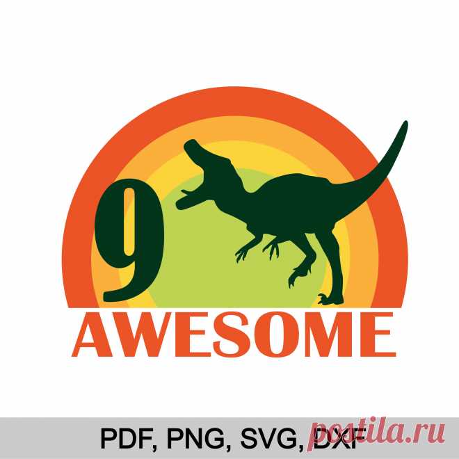 Dinosaur Birthday party Awesome 9 DIY Dinosaur shirt Dinosaur | Etsy