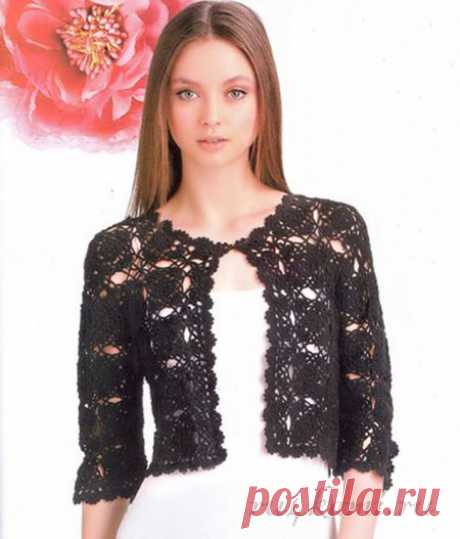 Вязаный жакет из квадратных мотивов » Сайт "Ручками" - делаем вещи своими руками