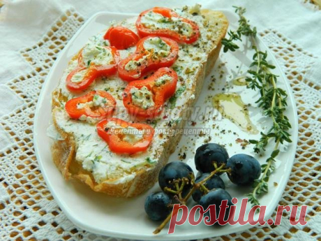 Закуска из сладкого перца, сыра Фета и зелени с чесноком. Рецепт с пошаговыми фото