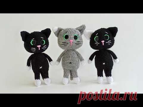 Черный котенок крючком . Вязаные игрушки - мастер класс амигуруми . Часть  1