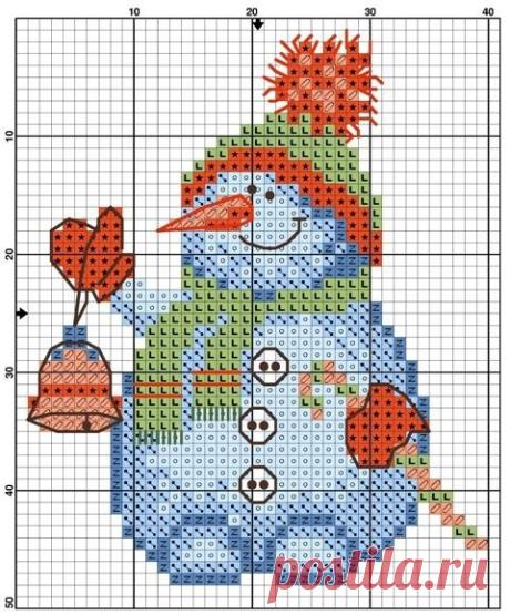 Детская вышивка снеговиков