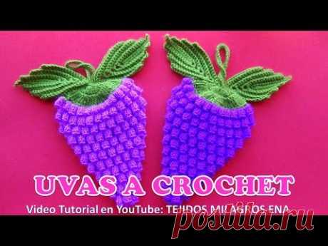 Uvas a crochet paso a paso para AGARRADERAS DE OLLAS O ADORNOS en video tutorial español