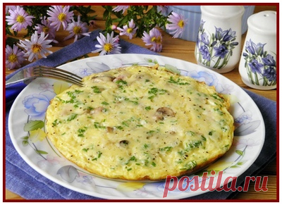 Омлет с ветчиной, грибами и сыром