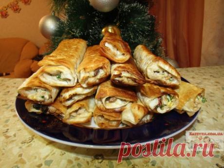 Горячая закуска из лаваша с мясом и овощами