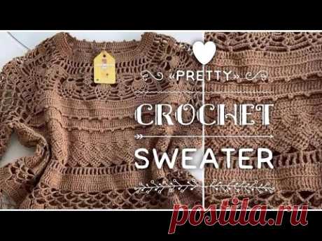 ОСЕННИЙ ДЖЕМПЕР «Pretty»! 🍁 СВЯЖЕМ ВМЕСТЕ КРЮЧКОМ РЯД ЗА РЯДОМ! 👌